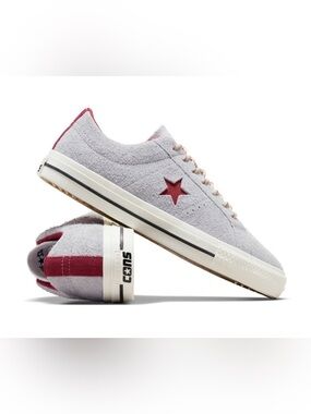 Converse One Star Pro Low Barely Grey Red Suede Sneakers Men’s Shoes Size 10.5
